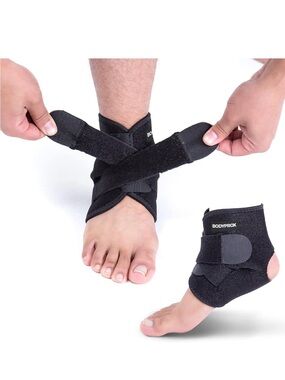 Bodyprox Black Ankle Support Wrap - Adjustable Compression Brace